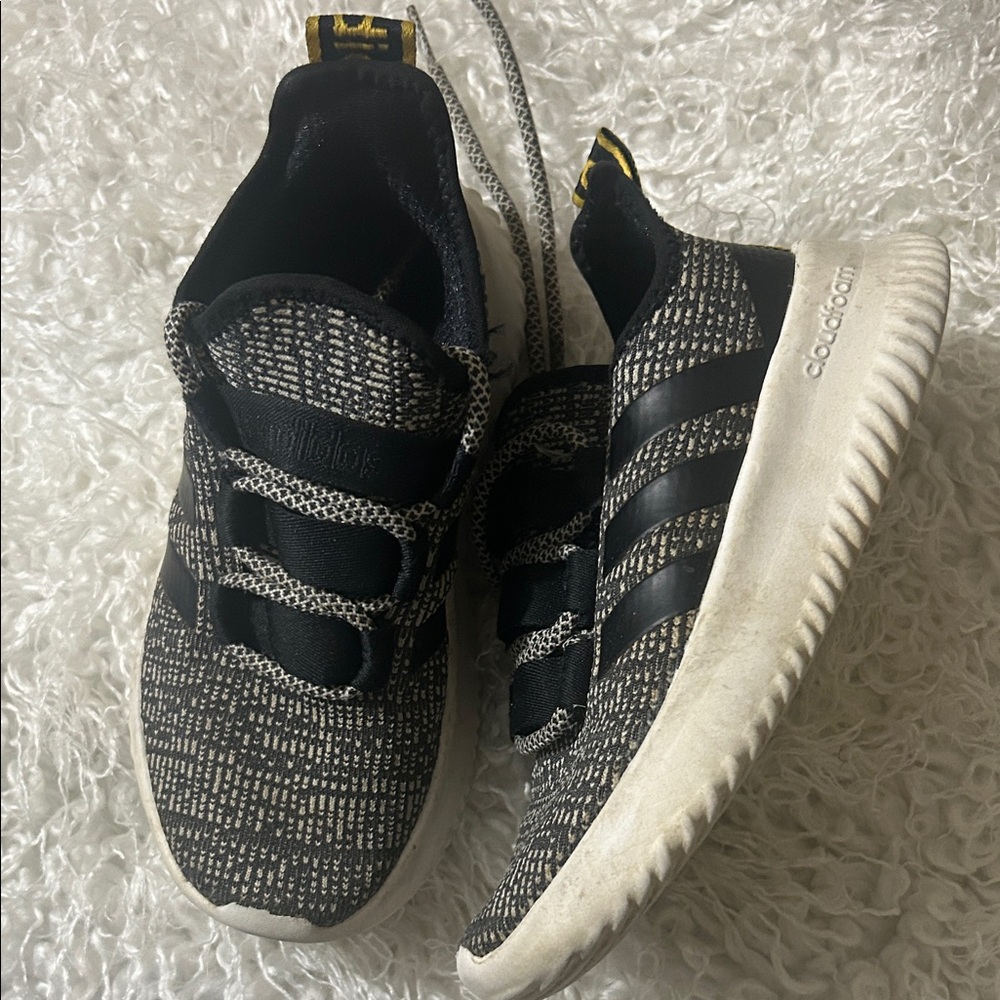 Adidas Kids Black Gray and White Sneakers